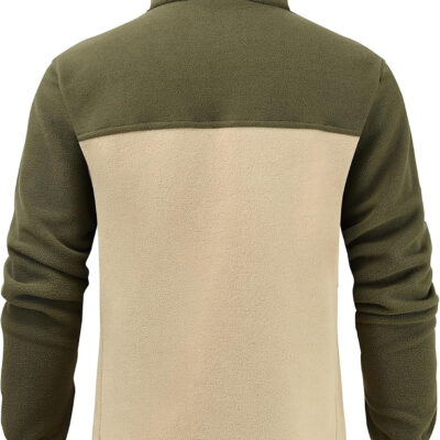Men's Casual Outdoor Fleece Zip Jacket Long Sleeve Warm Winter Coat for Men with Zip Pocket