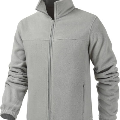 Men's Casual Outdoor Fleece Zip Jacket Long Sleeve Warm Winter Coat for Men with Zip Pocket