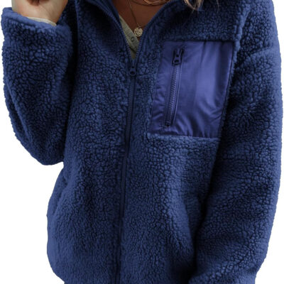 689b17709771979ad5f2b92d470ebecf40801044ef7f1e533e078.jpg Dokotoo Womens Winter Trendy Full Zipper Fleece Jackets Long Sleeve Relaxed Warm Teddy Coats with Pockets