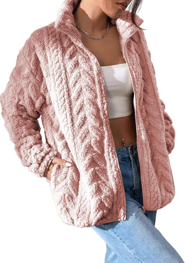 689b1836e6b1434cfdad82fe86969f378ad8d4e22a322c2aac752.jpg Dokotoo Winter Fleece Jacket for Women Zipper Up Zip Up Stand Collar with Pockets Coats