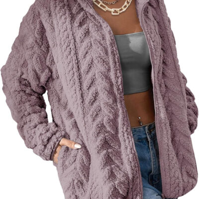 689b183e22af1c897d4bf54bf614f1be244fe21fe66d3a3745f04.jpg Dokotoo Winter Fleece Jacket for Women Zipper Up Zip Up Stand Collar with Pockets Coats