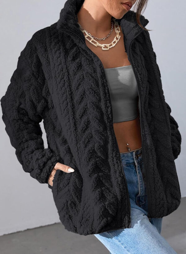 689b18546eb11a5955ea8e072319c26104a8b0c410ac07900751a.jpg Dokotoo Winter Fleece Jacket for Women Zipper Up Zip Up Stand Collar with Pockets Coats