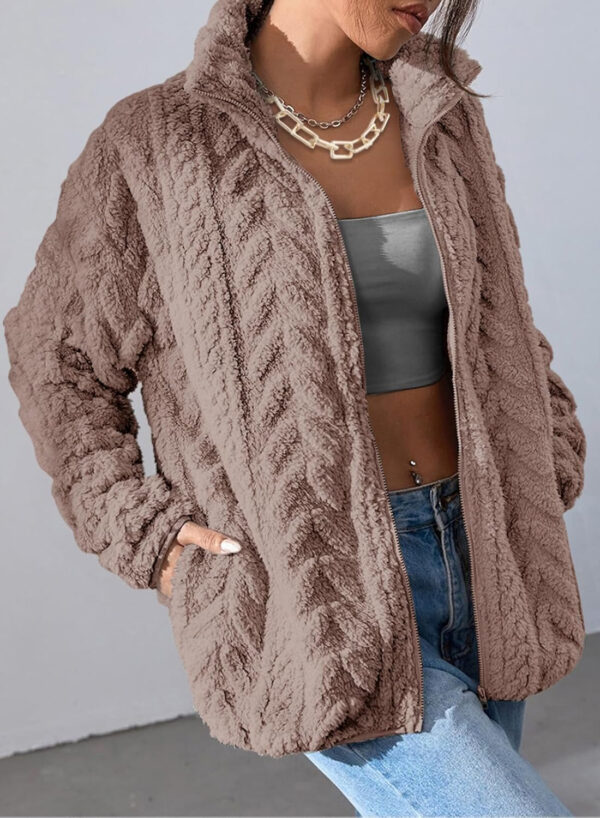 689b185a662013239faf6b2a7649d6af02beb7453681ddd0f074a.jpg Dokotoo Winter Fleece Jacket for Women Zipper Up Zip Up Stand Collar with Pockets Coats