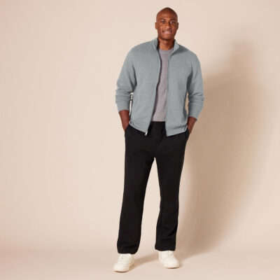 Amazon Essentials Men's Sweatshirt, Mock Neck, Fleece Zip Up