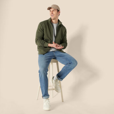 Amazon Essentials Men's Sweatshirt, Mock Neck, Fleece Zip Up