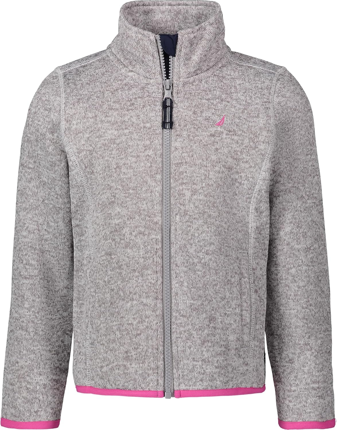 Nautica Girls' Full-Zip Fleece Jacket, Signature Logo Design, Lightweight & Wind Resistant