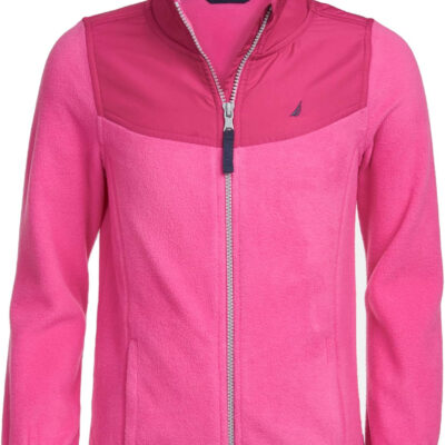Nautica Girls' Full-Zip Fleece Jacket, Signature Logo Design, Lightweight & Wind Resistant