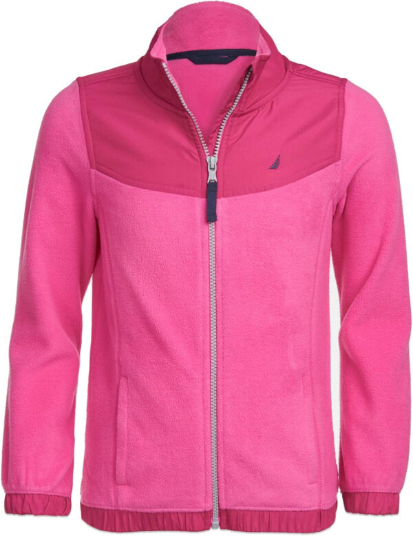 Nautica Girls' Full-Zip Fleece Jacket, Signature Logo Design, Lightweight & Wind Resistant