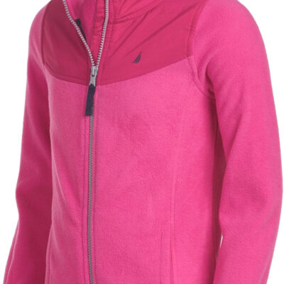 Nautica Girls' Full-Zip Fleece Jacket, Signature Logo Design, Lightweight & Wind Resistant
