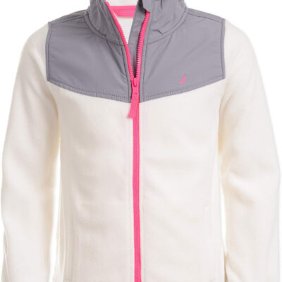 Nautica Girls' Full-Zip Fleece Jacket, Signature Logo Design, Lightweight & Wind Resistant