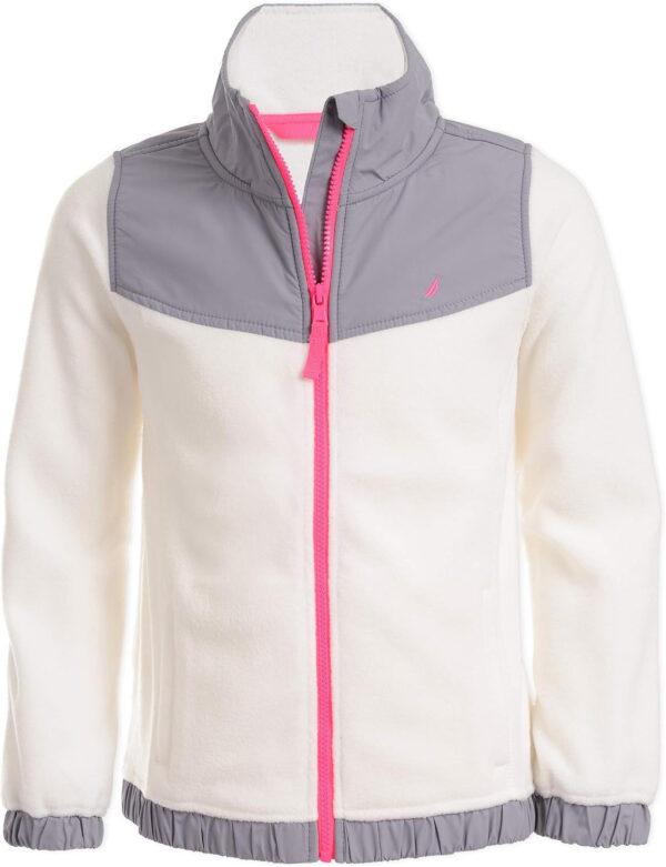Nautica Girls' Full-Zip Fleece Jacket, Signature Logo Design, Lightweight & Wind Resistant