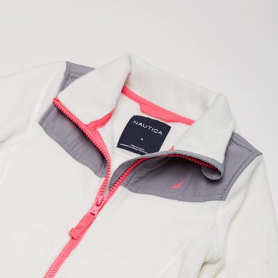 Nautica Girls' Full-Zip Fleece Jacket, Signature Logo Design, Lightweight & Wind Resistant
