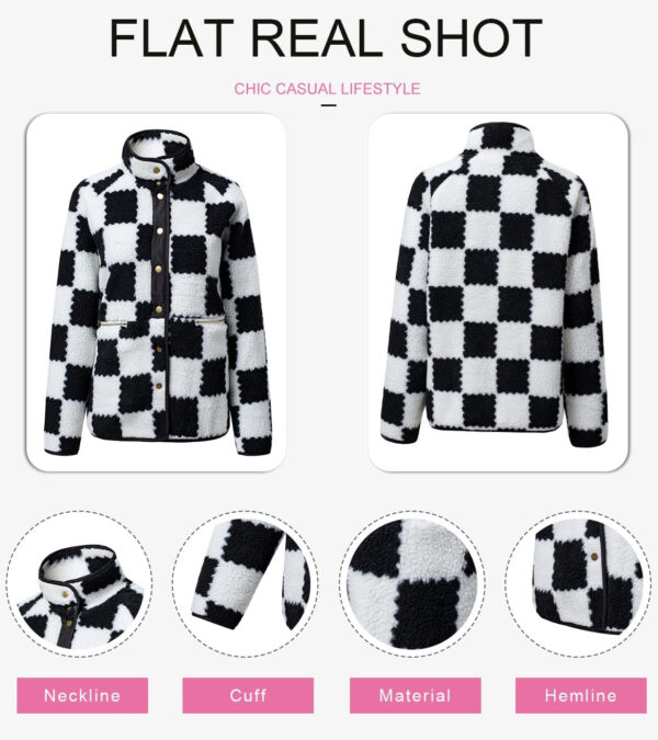 SHEWIN Jackets For Women Causal Sherpa Fall Jacket Loose Button Down Plaid Winter Coats