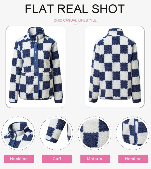 SHEWIN Jackets For Women Causal Sherpa Fall Jacket Loose Button Down Plaid Winter Coats