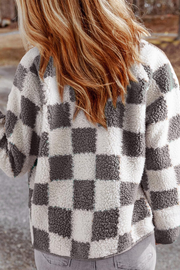 SHEWIN Jackets For Women Causal Sherpa Fall Jacket Loose Button Down Plaid Winter Coats