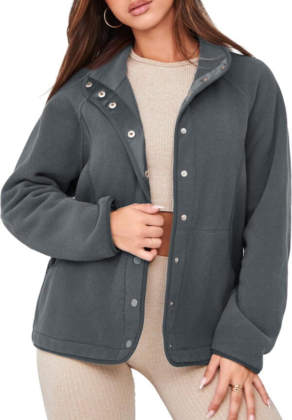 Glamaker women's Fleece Sherpa Jacket Winter Coats Long Sleeve Casual Button Fuzzy Cropped Sweatshirt Outerwear With Pockets