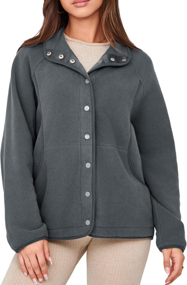 Glamaker women's Fleece Sherpa Jacket Winter Coats Long Sleeve Casual Button Fuzzy Cropped Sweatshirt Outerwear With Pockets