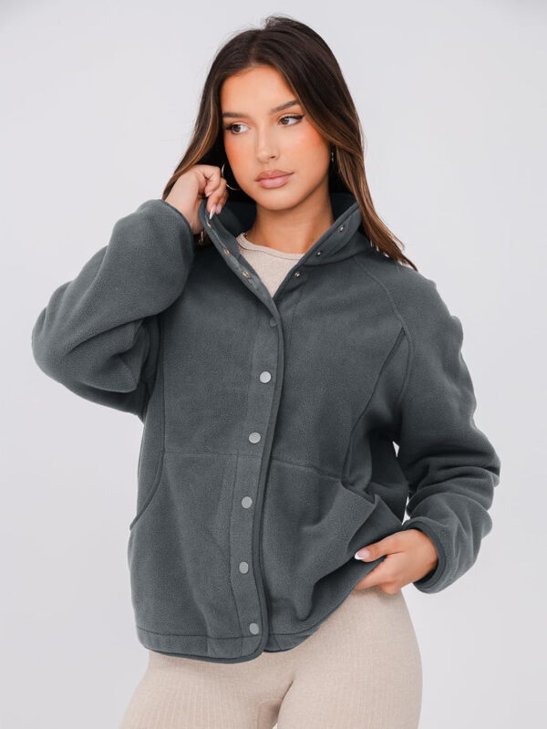 Glamaker women's Fleece Sherpa Jacket Winter Coats Long Sleeve Casual Button Fuzzy Cropped Sweatshirt Outerwear With Pockets