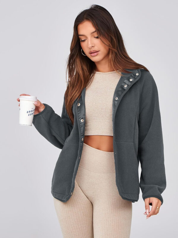 Glamaker women's Fleece Sherpa Jacket Winter Coats Long Sleeve Casual Button Fuzzy Cropped Sweatshirt Outerwear With Pockets