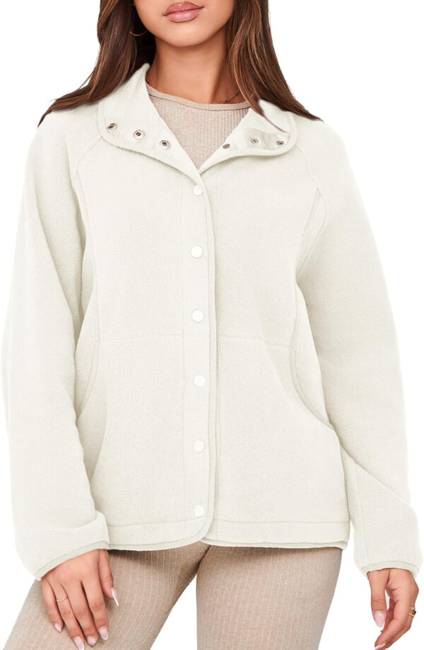 Glamaker women's Fleece Sherpa Jacket Winter Coats Long Sleeve Casual Button Fuzzy Cropped Sweatshirt Outerwear With Pockets