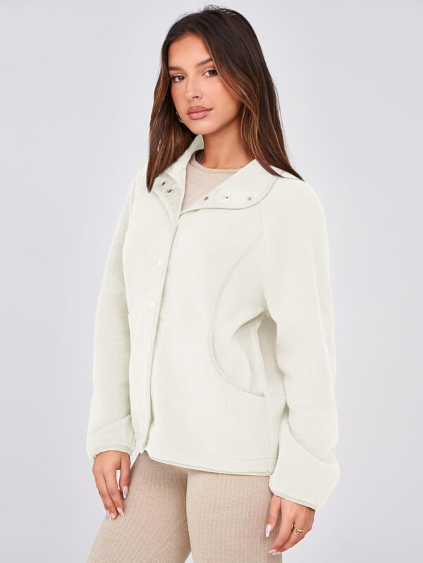 Glamaker women's Fleece Sherpa Jacket Winter Coats Long Sleeve Casual Button Fuzzy Cropped Sweatshirt Outerwear With Pockets