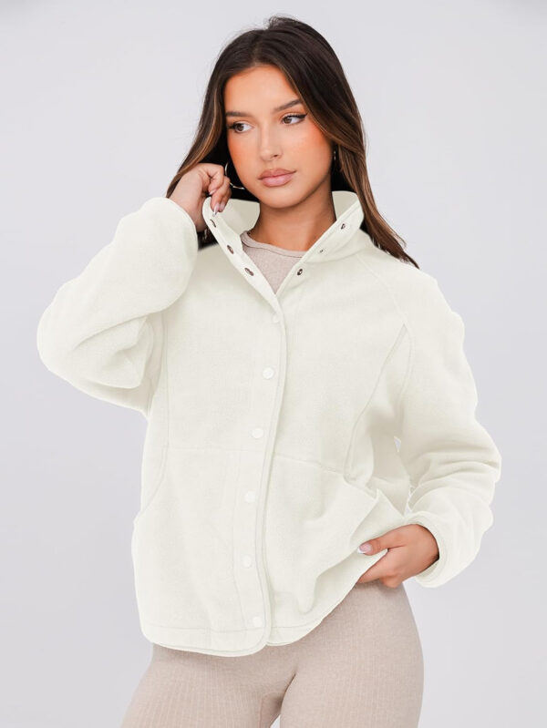 Glamaker women's Fleece Sherpa Jacket Winter Coats Long Sleeve Casual Button Fuzzy Cropped Sweatshirt Outerwear With Pockets