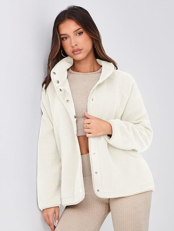 Glamaker women's Fleece Sherpa Jacket Winter Coats Long Sleeve Casual Button Fuzzy Cropped Sweatshirt Outerwear With Pockets