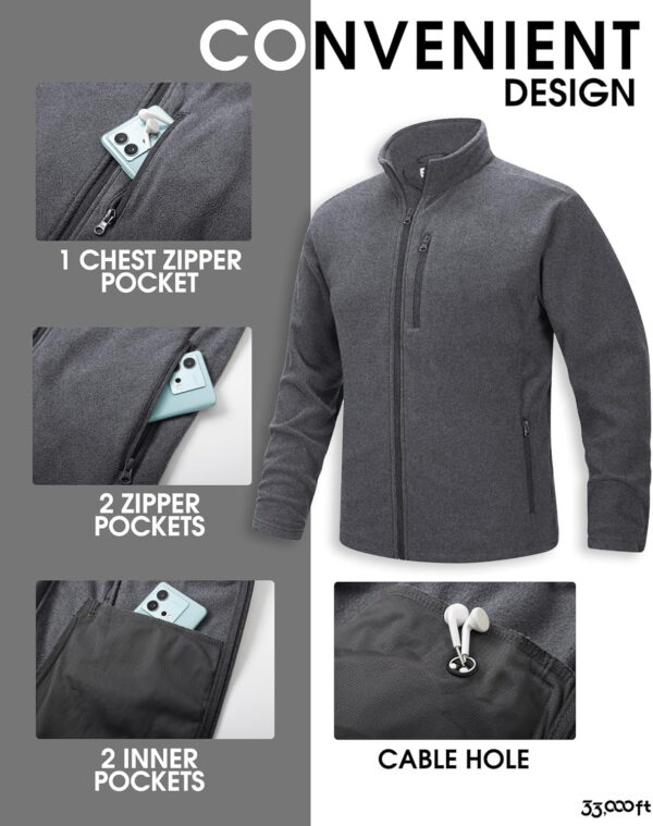 689b1fca476ca7867241bf7407fdc5428cbb004cdb8a84756ed44.jpg 33,000ft Men's Full Zip Fleece Jacket Lightweight Warm Soft Polar Long Sleeve Jackets with Pockets for Winter Hiking Casual