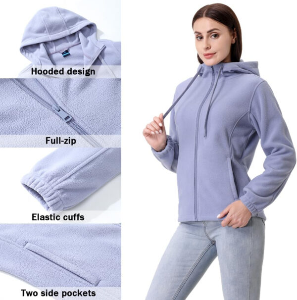 GIMECEN Women's Soft Polar Fleece Jacket Full Zip Hoodies Long Sleeve Sweatshirts Casual Hooded Outerwear