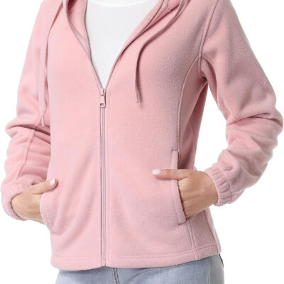 GIMECEN Women's Soft Polar Fleece Jacket Full Zip Hoodies Long Sleeve Sweatshirts Casual Hooded Outerwear