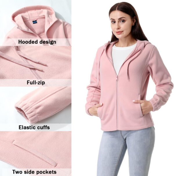 GIMECEN Women's Soft Polar Fleece Jacket Full Zip Hoodies Long Sleeve Sweatshirts Casual Hooded Outerwear