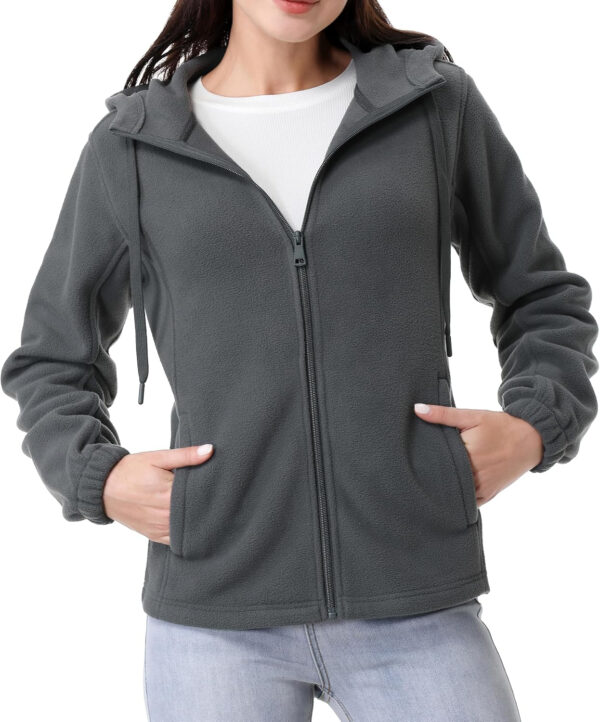 GIMECEN Women's Soft Polar Fleece Jacket Full Zip Hoodies Long Sleeve Sweatshirts Casual Hooded Outerwear