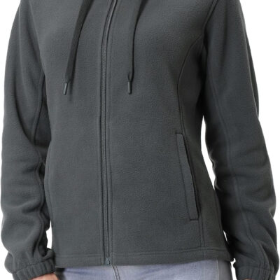 GIMECEN Women's Soft Polar Fleece Jacket Full Zip Hoodies Long Sleeve Sweatshirts Casual Hooded Outerwear