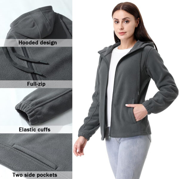 GIMECEN Women's Soft Polar Fleece Jacket Full Zip Hoodies Long Sleeve Sweatshirts Casual Hooded Outerwear