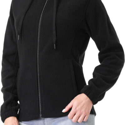 GIMECEN Women's Soft Polar Fleece Jacket Full Zip Hoodies Long Sleeve Sweatshirts Casual Hooded Outerwear