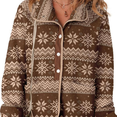 689b2084deed6174265f8830746269808842605f0914355546ea8.jpg Dokotoo Women Fleece Jacket Casual Long Sleeve Sherpa Button Down Jackets for Women Printed Warm Coats With Pockets