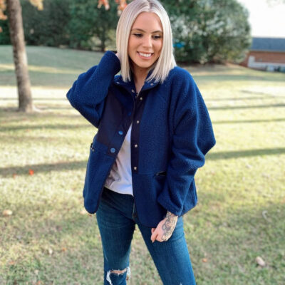 PRETTYGARDEN Women 2024 Fall Winter Fleece Jacket Long Sleeve Casual Button Fuzzy Sherpa Cropped Coats Outerwear with Pockets