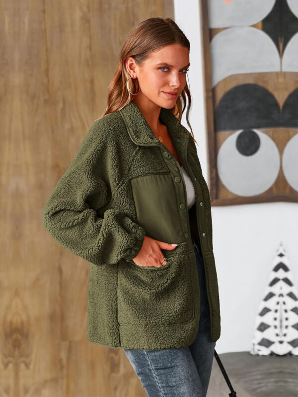 PRETTYGARDEN Women 2024 Fall Winter Fleece Jacket Long Sleeve Casual Button Fuzzy Sherpa Cropped Coats Outerwear with Pockets