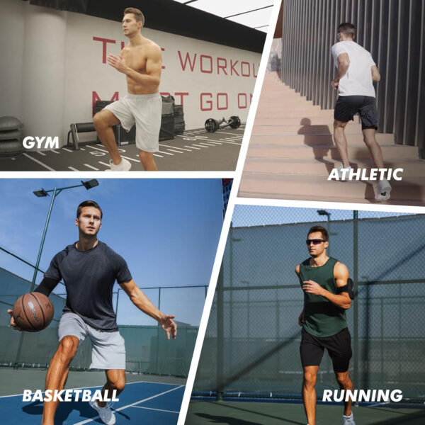 7 Pack Mens Athletic Shorts - Gym Basketball Running Workout Quick Dry Black Shorts with Pockets for Casual Performance