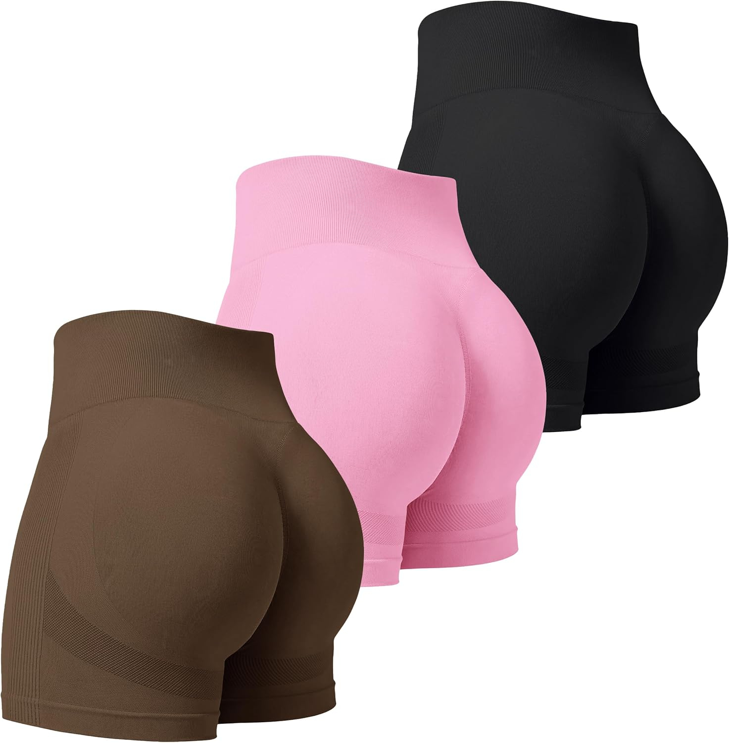 VVX 3 Piece Womens Workout Shorts Scrunch Butt Lifting Seamless High Waist Yoga Gym Shorts for Women