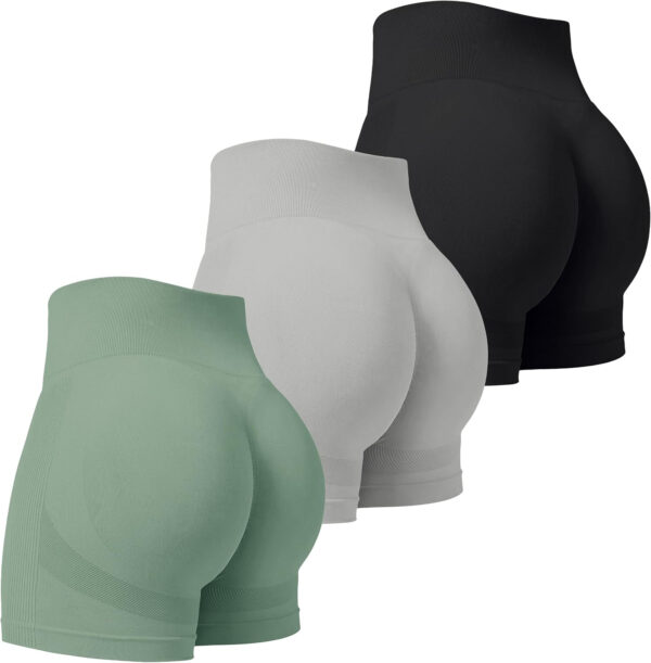 VVX 3 Piece Womens Workout Shorts Scrunch Butt Lifting Seamless High Waist Yoga Gym Shorts for Women