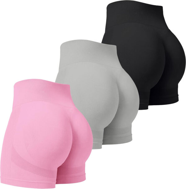 VVX 3 Piece Womens Workout Shorts Scrunch Butt Lifting Seamless High Waist Yoga Gym Shorts for Women
