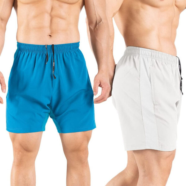 Men's 5" Running Shorts 2 Pack Quick Dry Athletic Workout Gym Shorts with Zipper Pockets