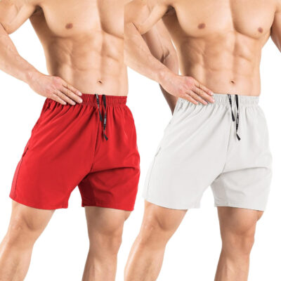 Men's 5" Running Shorts 2 Pack Quick Dry Athletic Workout Gym Shorts with Zipper Pockets