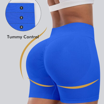 689b26c49d52ebe8d91c55943b2ff25350956eb2afa345c06c85d.jpg CHRLEISURE Workout Gym Biker Shorts, High Waisted Butt Lifting Scrunch Butt Sports Seamless Shorts Sets 4 Piece