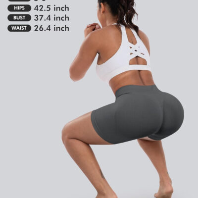 689b26cbb40825bd12da2d310ee34430e044cb56293d21c74fdfb.jpg CHRLEISURE Workout Gym Biker Shorts, High Waisted Butt Lifting Scrunch Butt Sports Seamless Shorts Sets 4 Piece