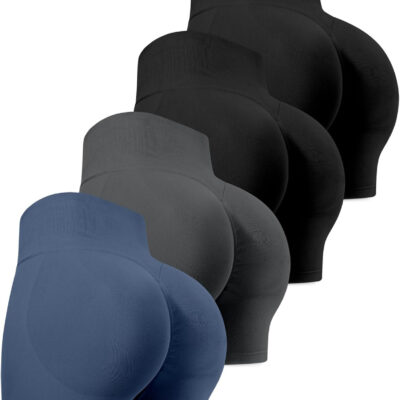 689b26cd42116485e92f1ab4b140e7f38698d43720dae4005c679.jpg CHRLEISURE Workout Gym Biker Shorts, High Waisted Butt Lifting Scrunch Butt Sports Seamless Shorts Sets 4 Piece