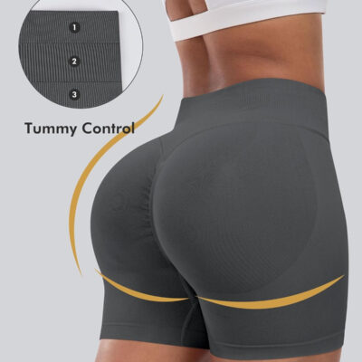 689b26cec7b669323a66e77a74890555e2dfaa30ffc6150d2e9dc.jpg CHRLEISURE Workout Gym Biker Shorts, High Waisted Butt Lifting Scrunch Butt Sports Seamless Shorts Sets 4 Piece