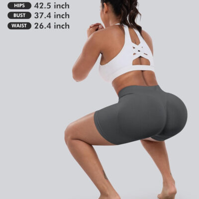 689b26d45cbbd907024f4ebe4724546b59e7a439846e3167389f8.jpg CHRLEISURE Workout Gym Biker Shorts, High Waisted Butt Lifting Scrunch Butt Sports Seamless Shorts Sets 4 Piece