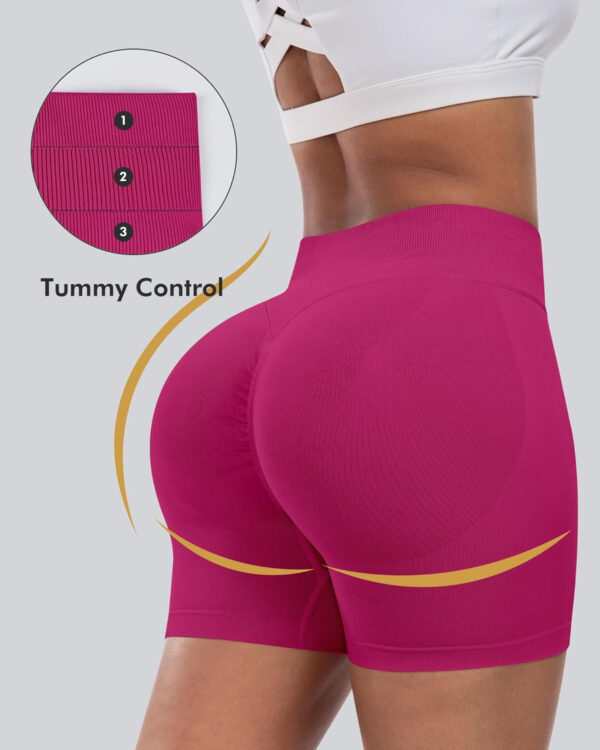 689b26d7321aa1b3c81f160b9048f9cf6c92e1ddb342f5a8cd2e5.jpg CHRLEISURE Workout Gym Biker Shorts, High Waisted Butt Lifting Scrunch Butt Sports Seamless Shorts Sets 4 Piece
